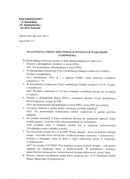 Wyjaśnienia treści SIWZ - Sąd Okręgowy w Zamościu