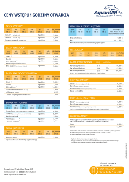 CENY WSTĘPU i GODZINY OTWARCIA