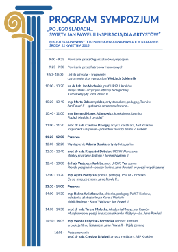 program sym pozjum - Uniwersytet Papieski Jana Pawła II w Krakowie