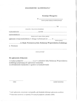 ZGŁOSZENIE KANDYDATA* Komisja Okręgowa