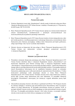 regulamin świadczenia usług - ATN Biuro Tłumaczeń Tomasz Korzan