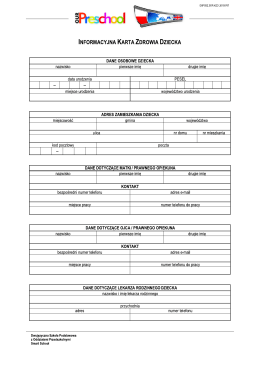 INFORMACYJNA KARTA ZDROWIA DZIECKA