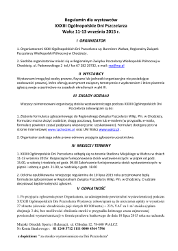 Regulamin dla wystawców XXXIII Ogólnopolskie