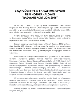 radwansport liga 2015 - Zbąszyńskie Centrum Sportu, Turystyki i