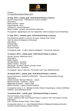 Program 21. Jaworskie Koncerty Pokoju 2015 16 maja 2015 r