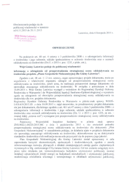 Obwieszczenie podaje sie do publicznej wiadomości w terminie od