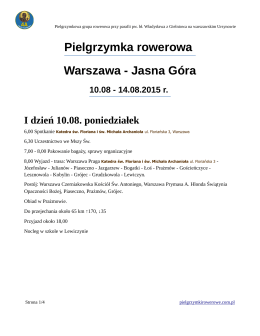 Pielgrzymka rowerowa Warszawa - Jasna Góra