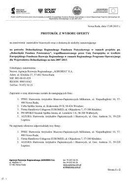 Protok&oacute;ł z wyboru oferty