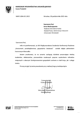 Patronat honorowy Marszałka Województwa Dolnośląskiego