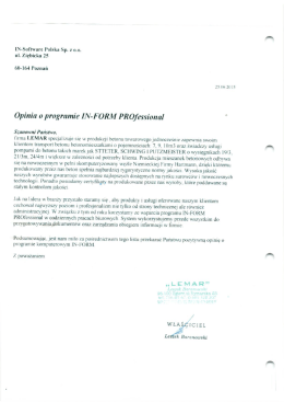 Opinia 0 programie IN- FORM PROfessional "