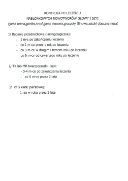 Kontrola po leczeniu nabłonkowych nowotwor&oacute;w głowy i szyi