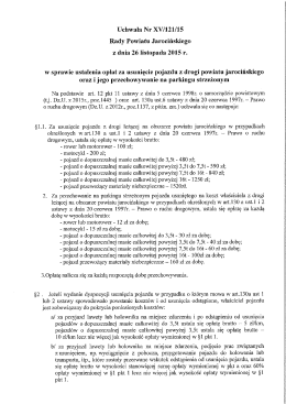 Uchwała Nr XV/121/15 Rady Powiatu Jarocińskiego z dnia 26