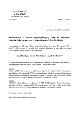 Zawiadomienie o wyborze najkorzystniejszej oferty