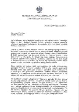 List Minister Edukacji Narodowej do Rodzic&oacute;w