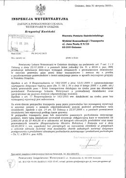 Informacja Powiatowego Lekarza Weterynarii w