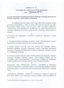 Zarządzenie Nr Powiatowego Lekarza Weterynarii w Mińsku