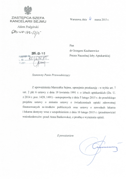 autopoprawkę do poselskiego projektu ustawy o zmianie ustawy o