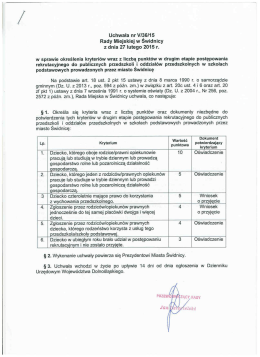 V/36/15 Rady Miejskiej w Świdnicy z dnia 27 lutego