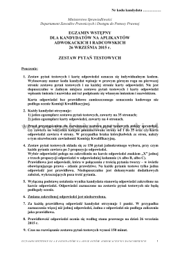 Zestaw pytań testowych aplikacja adwokacka/radcowska 2016