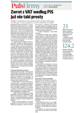 Zwrot z VAT według PiS już nie taki prosty