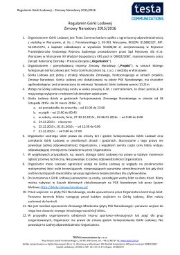 Regulamin Górki Lodowej - Zimowy Narodowy 2015-2016