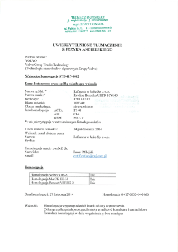 Aprobaty VOLVO - trans