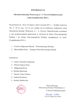 Informacja Obwodowej Komisji Wyborczej nr 1 w Nowych