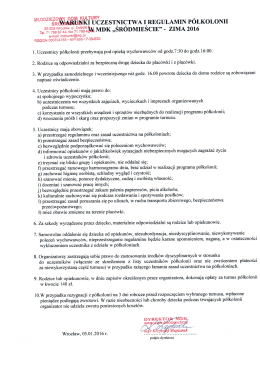 Warunki uczestnictwa na półkolonii