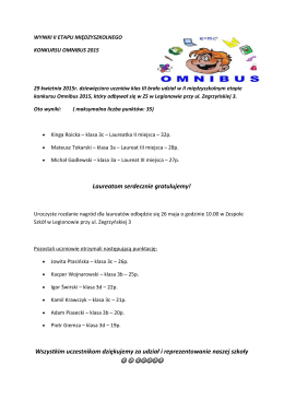 wyniki ii etapu międzyszkolnego konkursu omnibus 2015