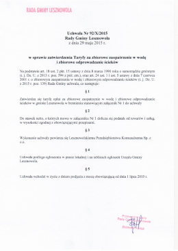 UCHWAŁA NR 92/X/2015 RADY GMINY LESZNOWOLA z