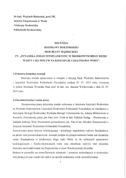 Dr hah. Wojciech Balcerzak, prof. PK. Instytut Zaopatrzenia w Wodę i