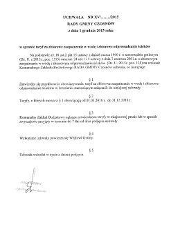 Taryfy za zbiorowe zaopatrzenie w wodę i zbiorowe