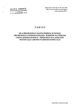 Taryfy dla zbiorowego zaopatrzenia w wodę i zbiorowego