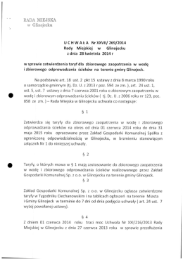 Uchwała nr XXVII/269/2014 Rady Miejskiej w Glinojecku z dnia 28