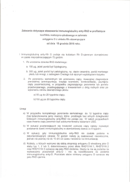 Zalecenia dotyczące stosowania immunoglobuliny anty