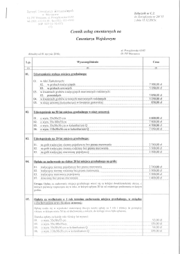 Cennik usług cmentarnych na