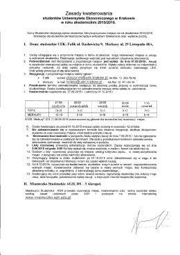 Zasady kwaterowania
