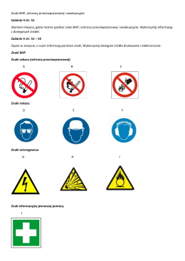 Znaki BHP, ochrony przeciwpożarowej i ewakuacyjne Zadanie 4 str