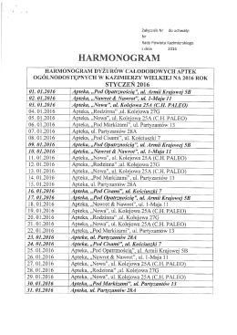 Harmonogram 24h dyżurów aptek