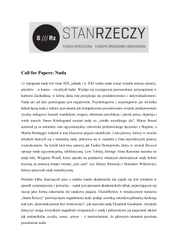 Call for Papers: Nuda