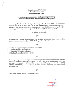 Zarządzenie dot. przetargu