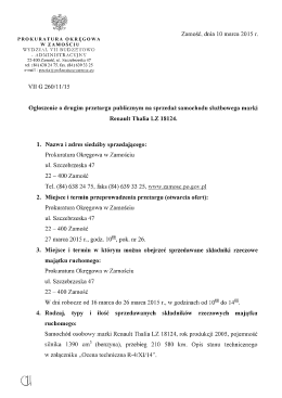Zamość¬ dnia 10 marca 2015 r. - Prokuratura Okręgowa w Zamościu