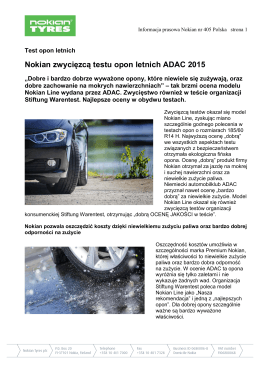 Nokian zwycięzcą testu opon letnich ADAC 2015
