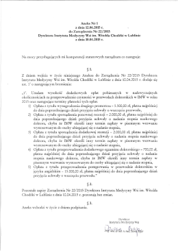 Aneks Nr 1 z dnia 12.06.2015 r. do Zarządzenia Nr 22/ 2015