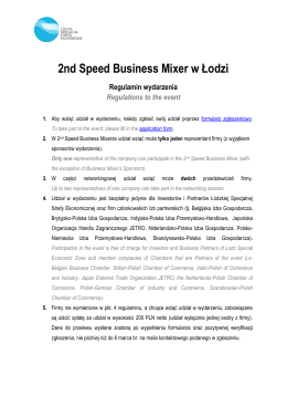 2nd Speed Business Mixer w Łodzi Regulamin wydarzenia