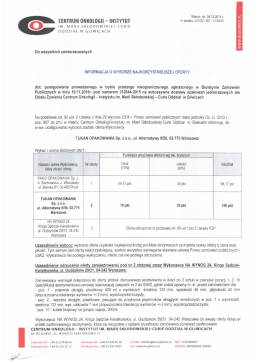 Informacja o wyborze najkorzystniejszej oferty