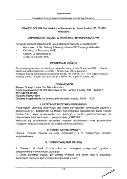 ORANGE POLSKA S.A. siedzibą w Warszawie AI. Jerozolimskie 160