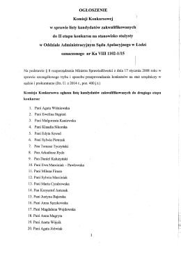 II etap - lista kandydat&oacute;w