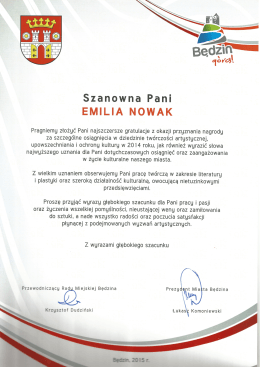 Szanowna Pani EMILIA NOWAK