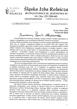 Stanowisko i wnioski Zarządu ŚIR skierowane do Wojewody